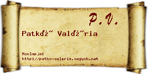 Patkó Valéria névjegykártya